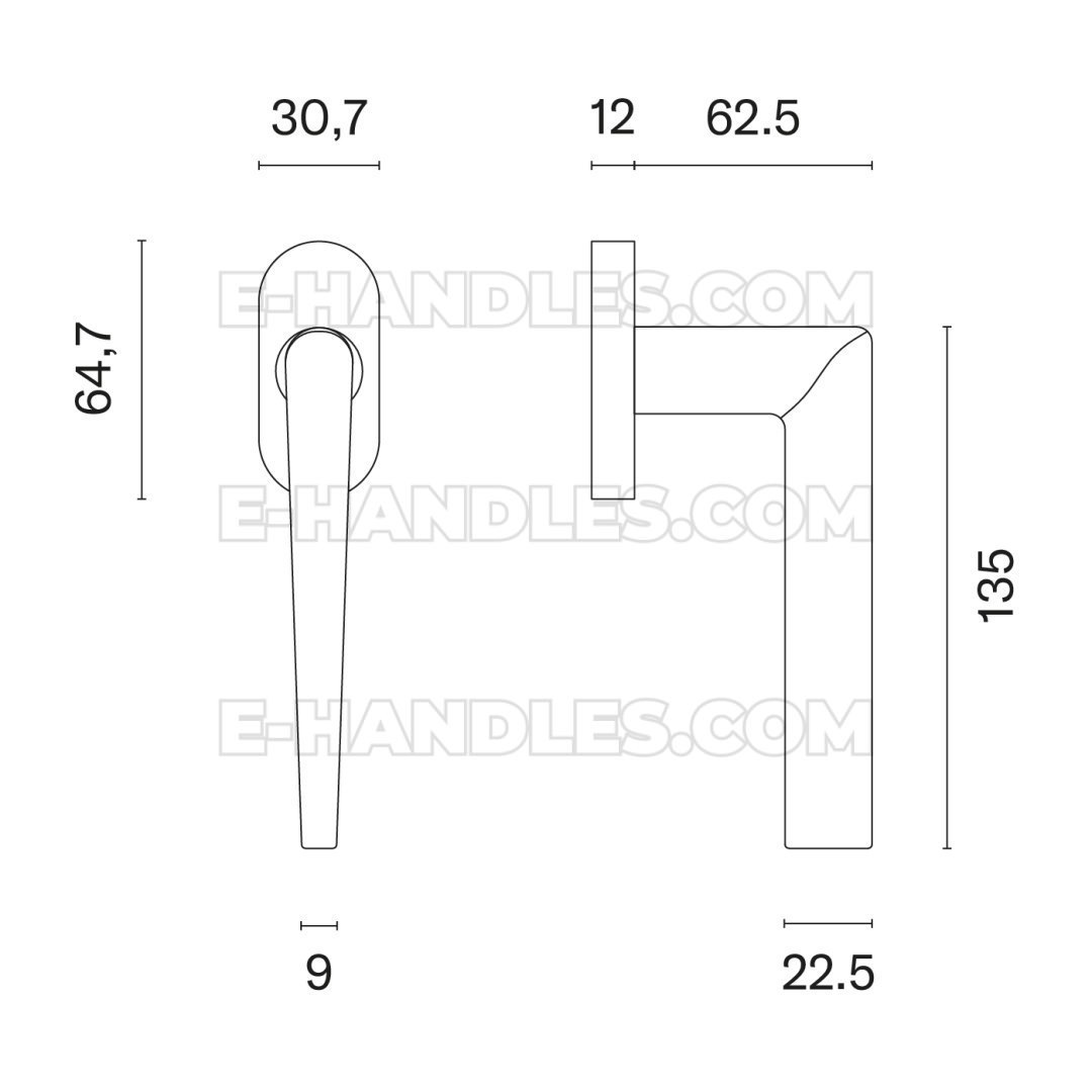 Klamka okienna STILE SALTA prawa złoty matowy - detal